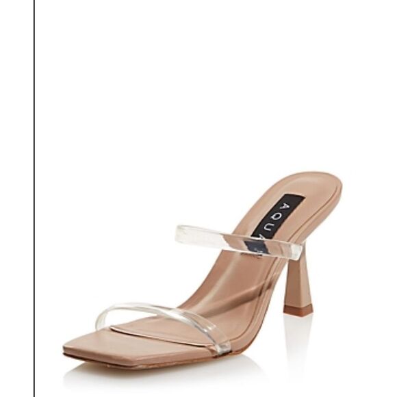 AQUA 6.5 Women's Kyle High Heel Slide Sandals clear - Picture 1 of 5